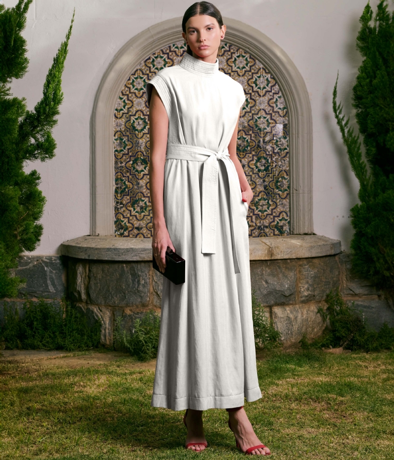 Vestido túnica gola estruturada