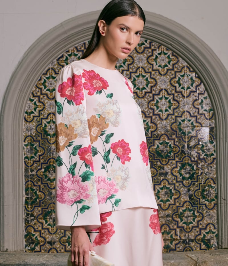 Conjunto de cetim estampado