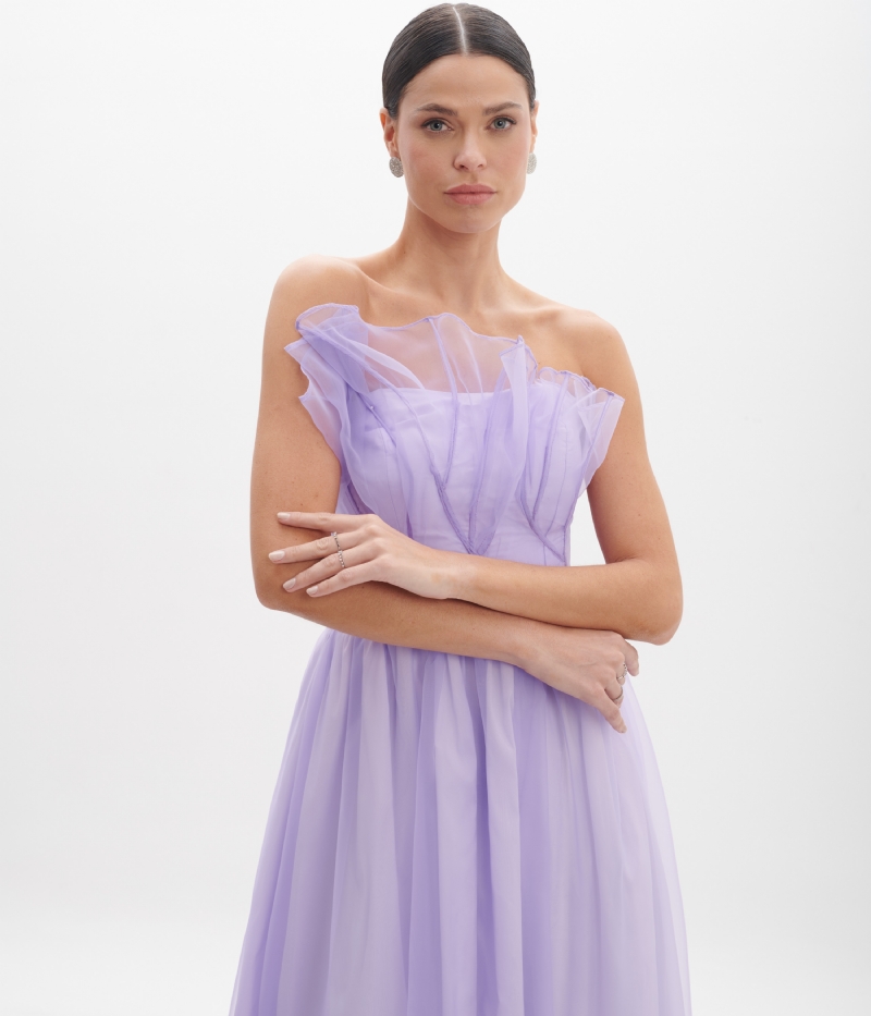 Vestido de festa sem alça lilac