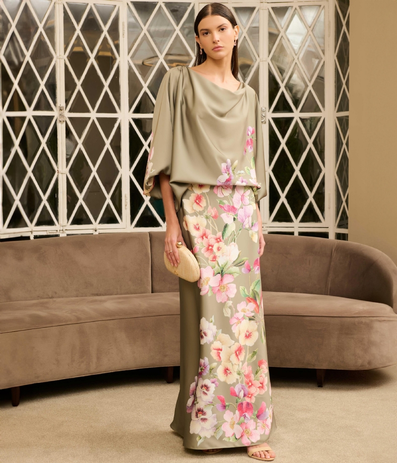 Conjunto de cetim oliva