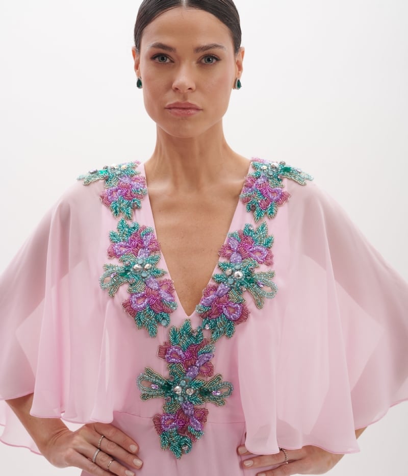 Vestido de festa decote bordado