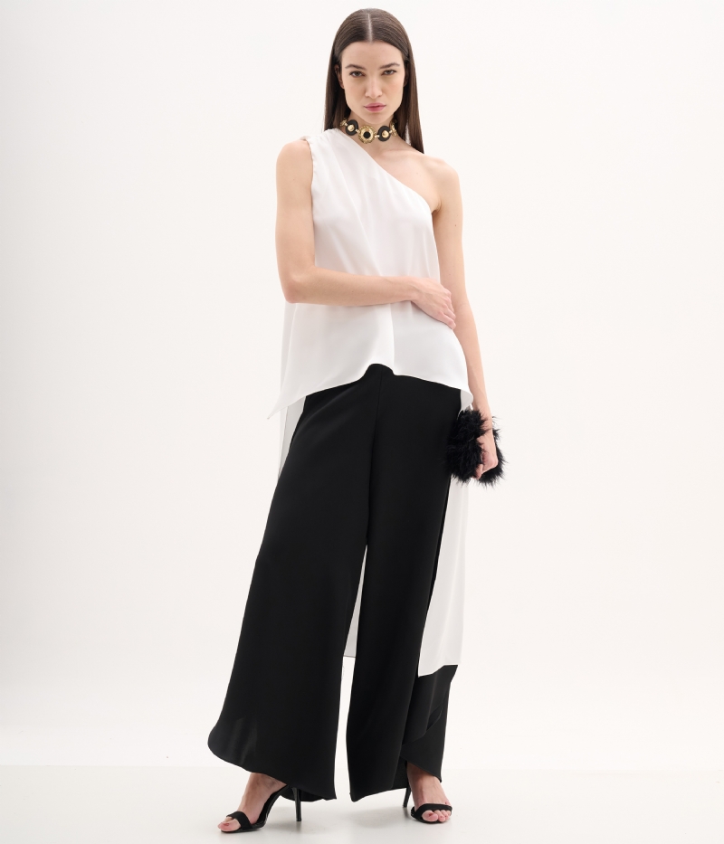 Blusa ombro único de cetim