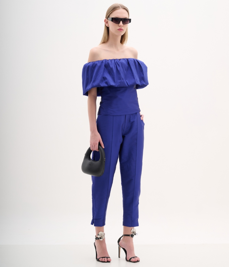 Calça alfaiataria de tafetá