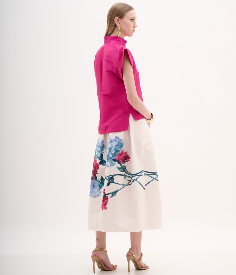 Saia evasê estampada floral