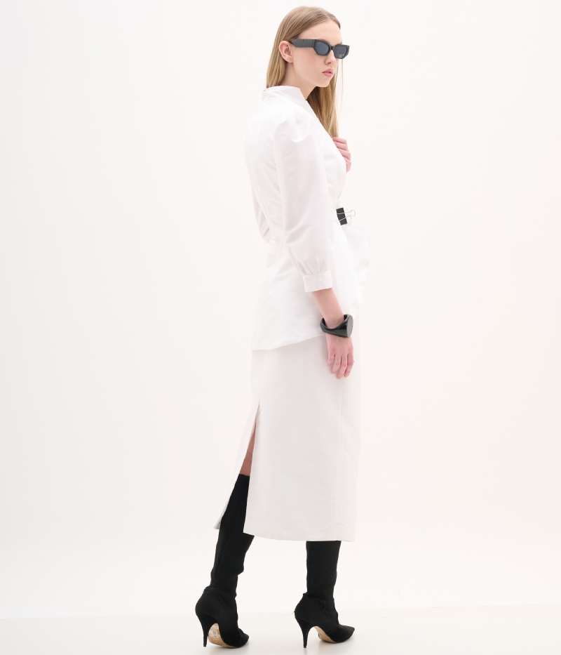 Saia midi de shantung