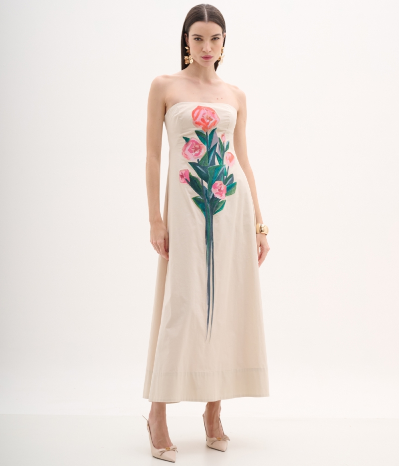 Vestido sem alça estampado