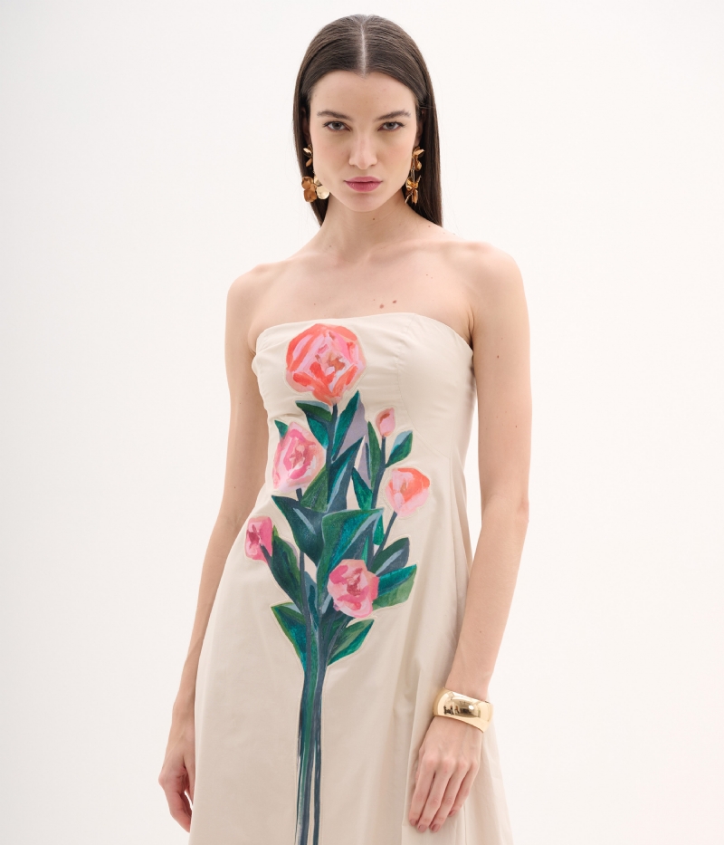 Vestido sem alça estampado
