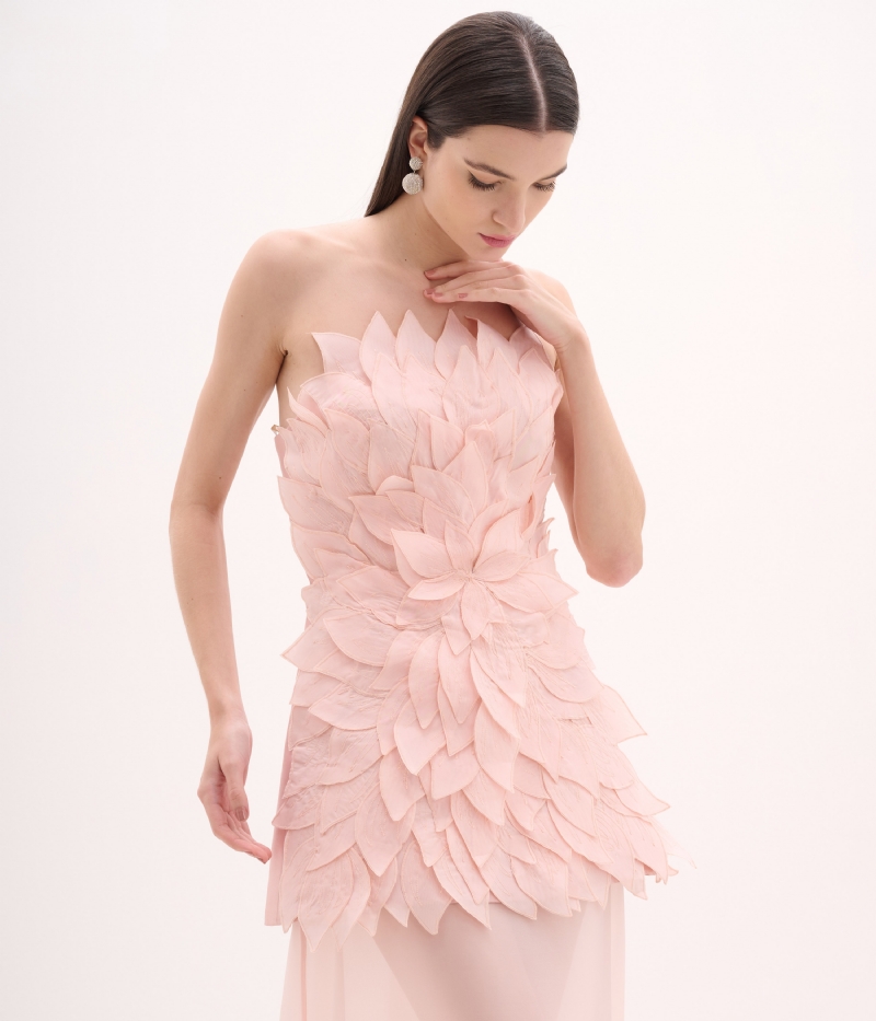 Vestido de festa pétalas dália