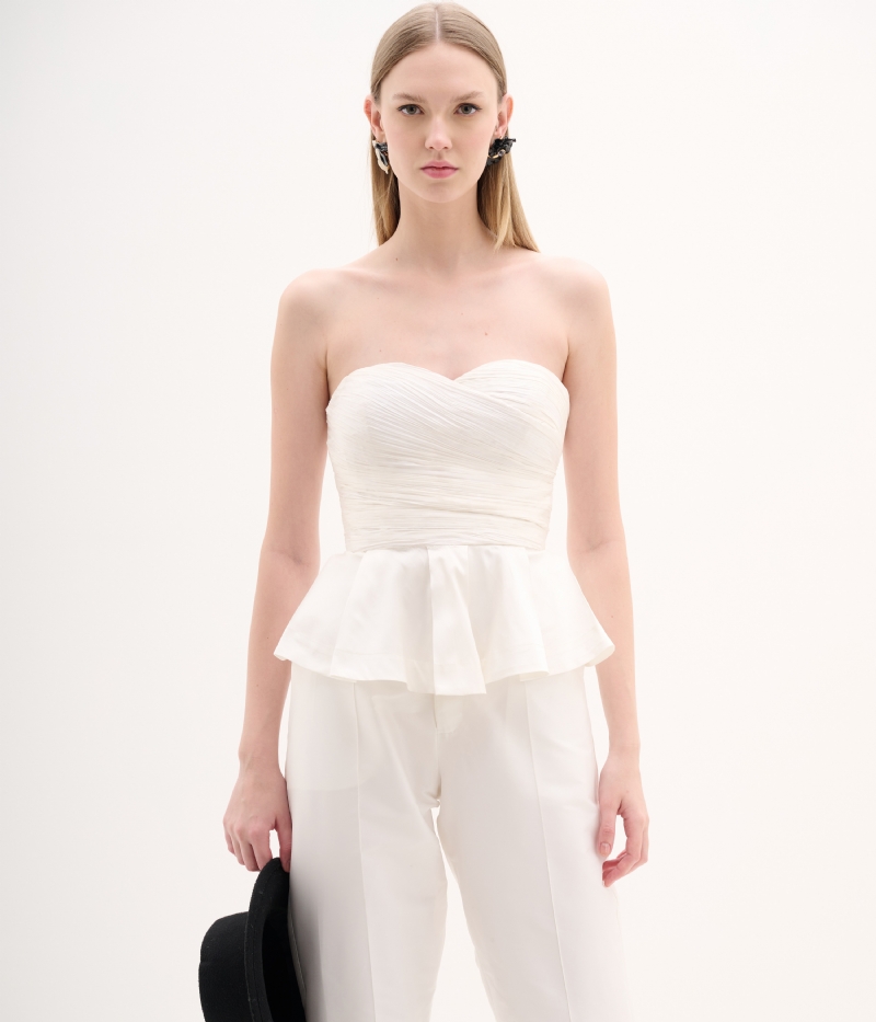 Blusa sem alça drapeada