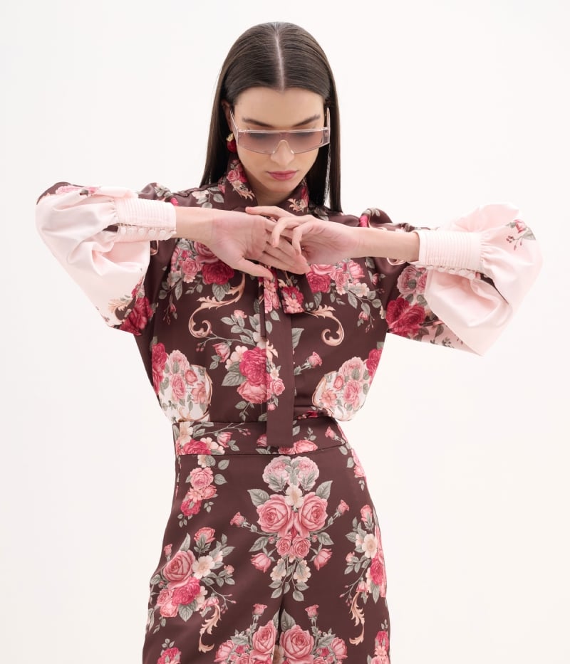 Camisa de cetim estampada