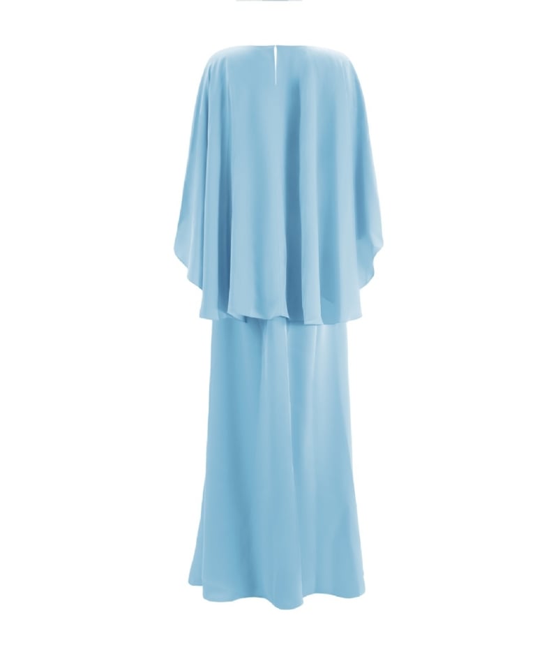 Vestido longo decote V transpassado com flor