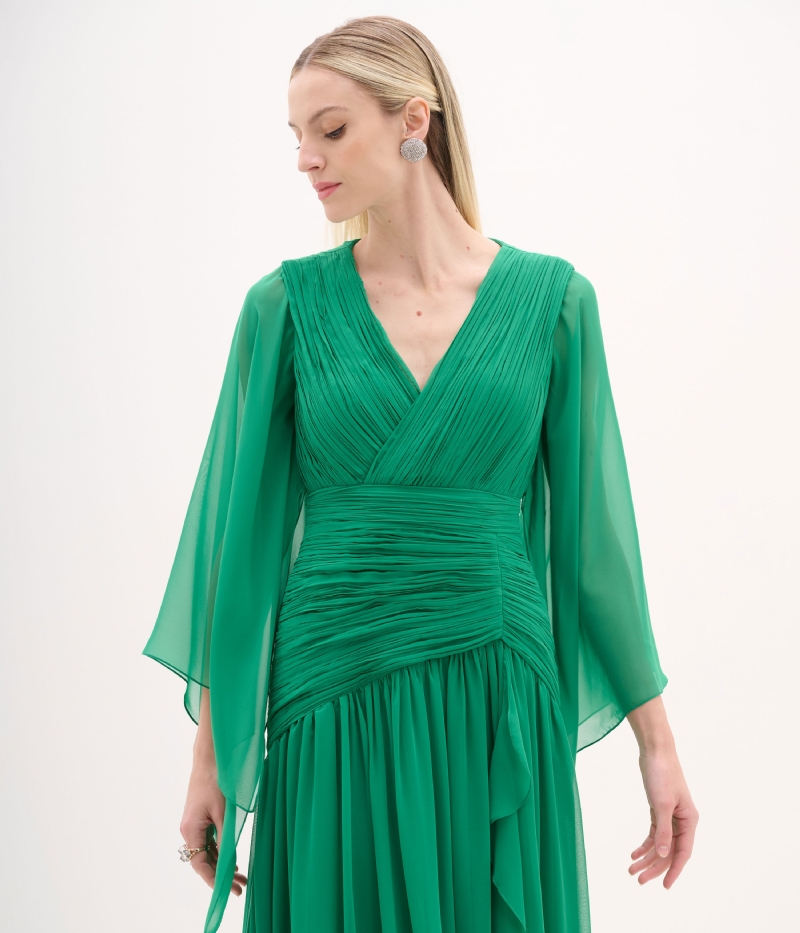 Vestido de festa busto plissado