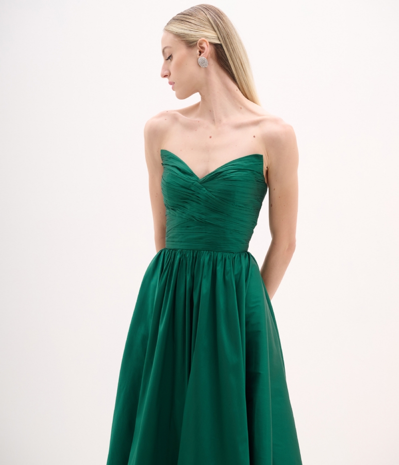 Vestido de festa sem alça busto drapeado