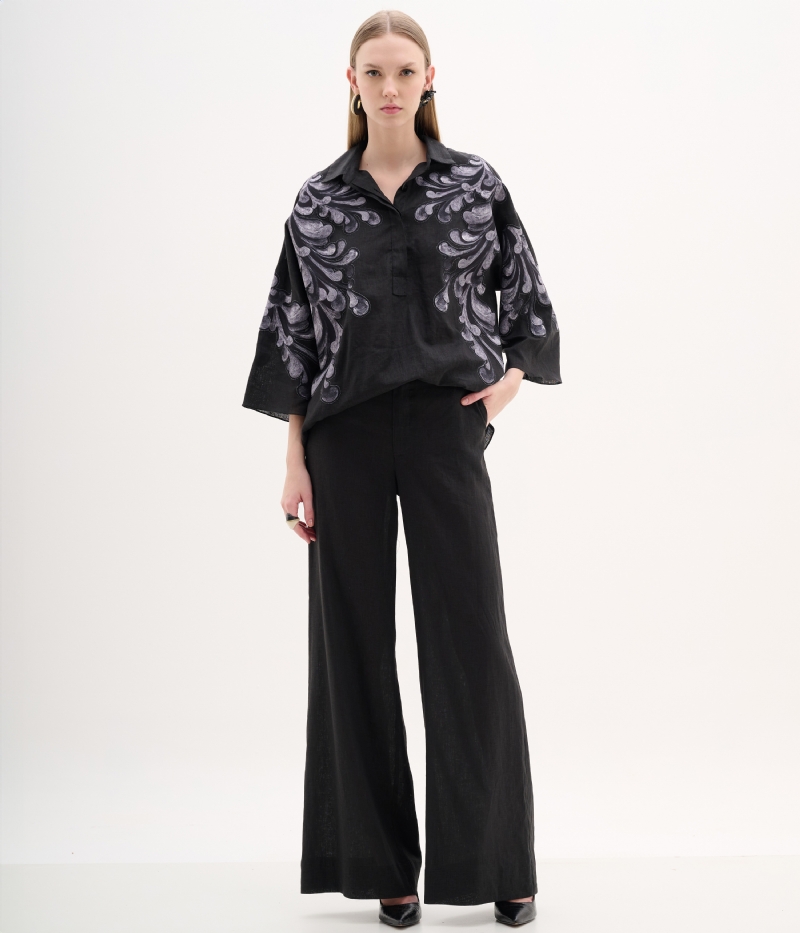 Conjunto de linho com arabesco