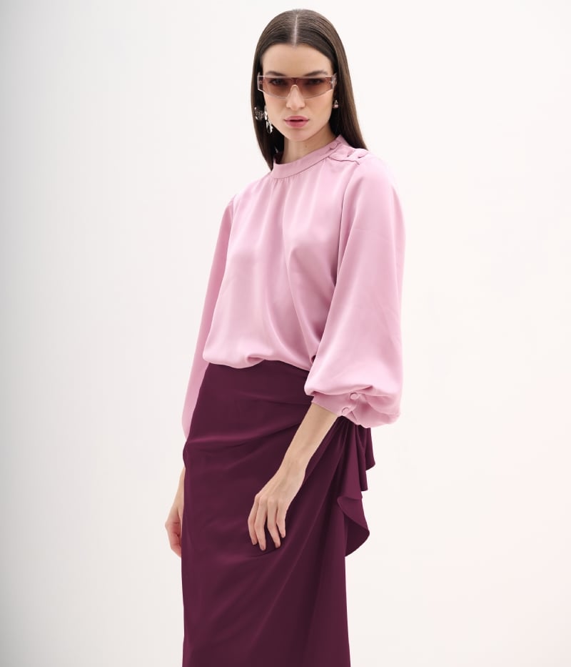 saia midi com degagê lateral