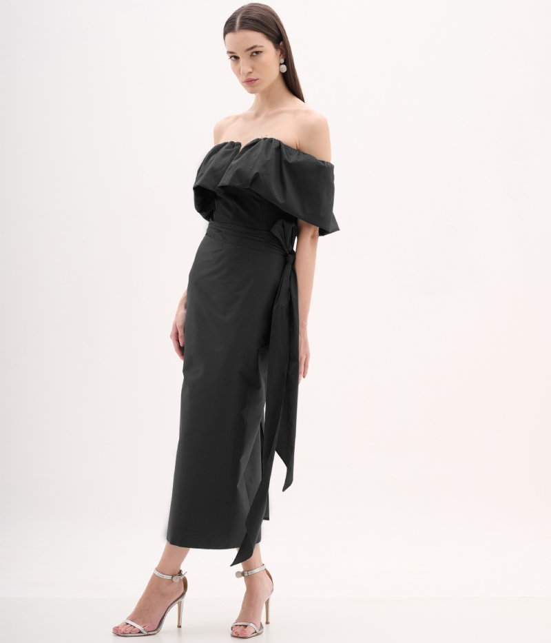 Saia MIDI em tafetá com amarração lateral