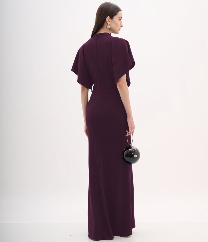 Vestido Longo Violeta com Manga Flare
