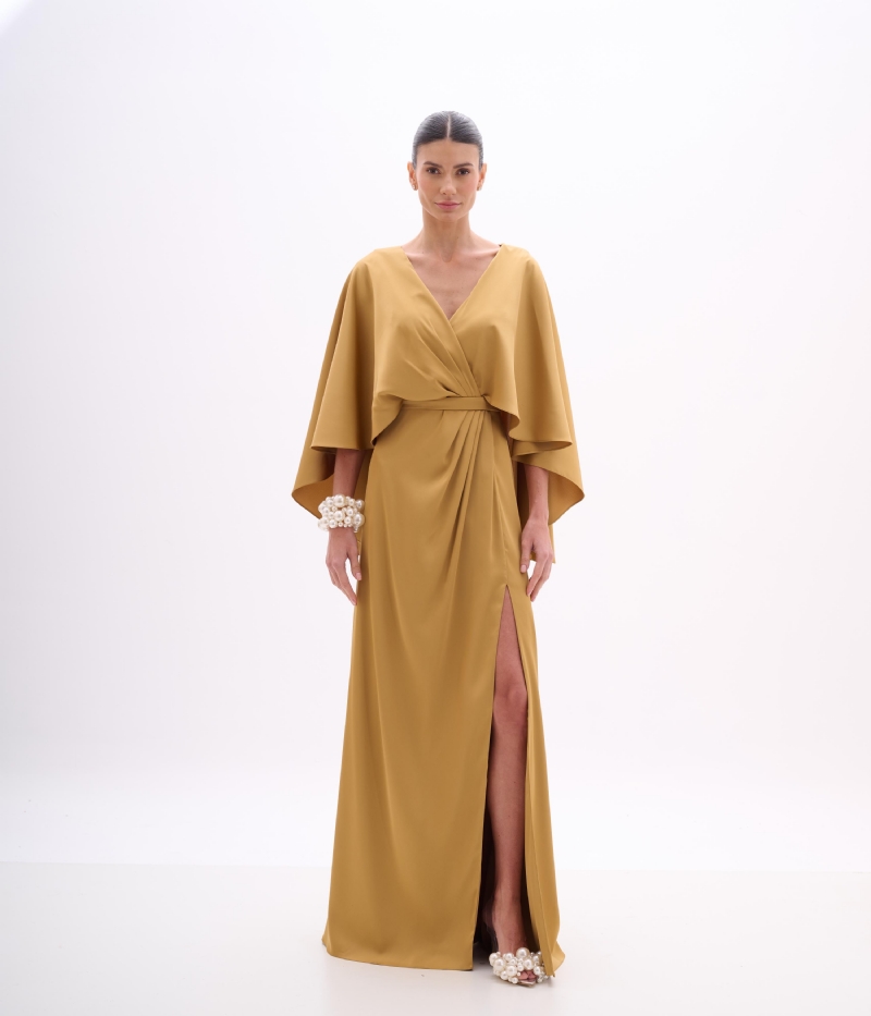 Vestido de festa clássico transpassado