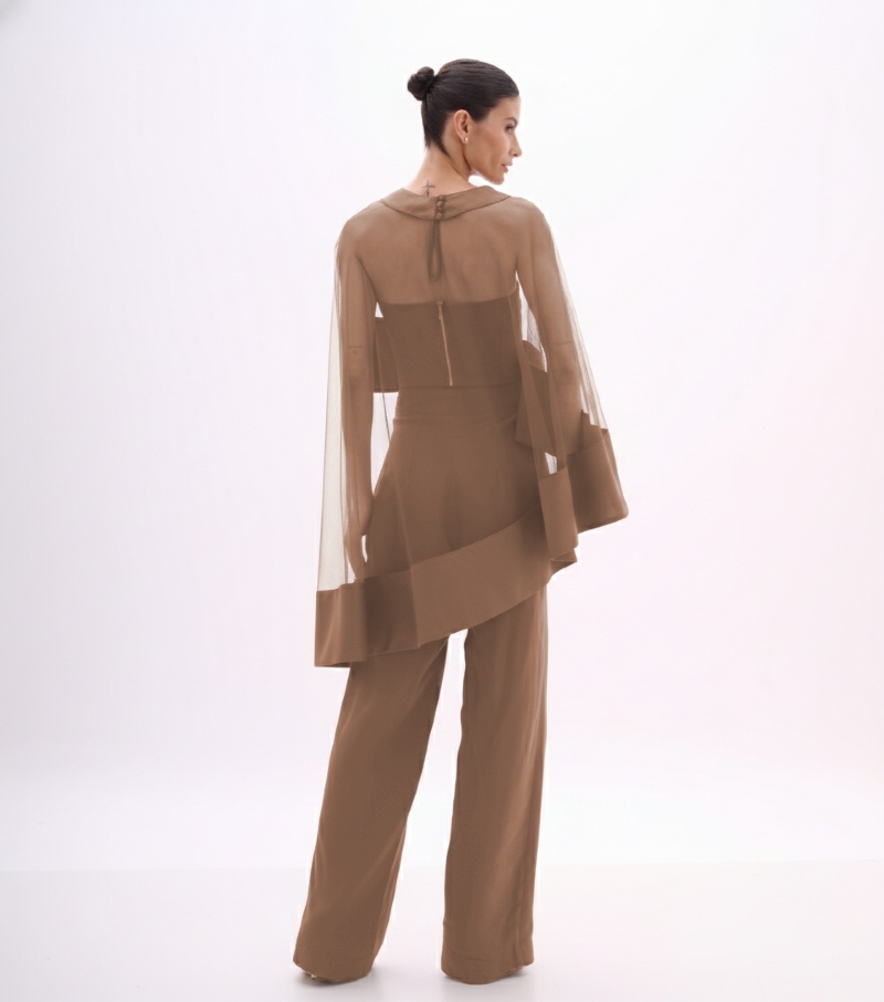 Calça pantalona em tafetá rayon