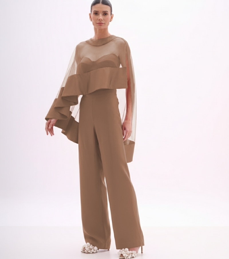 Calça pantalona em tafetá rayon