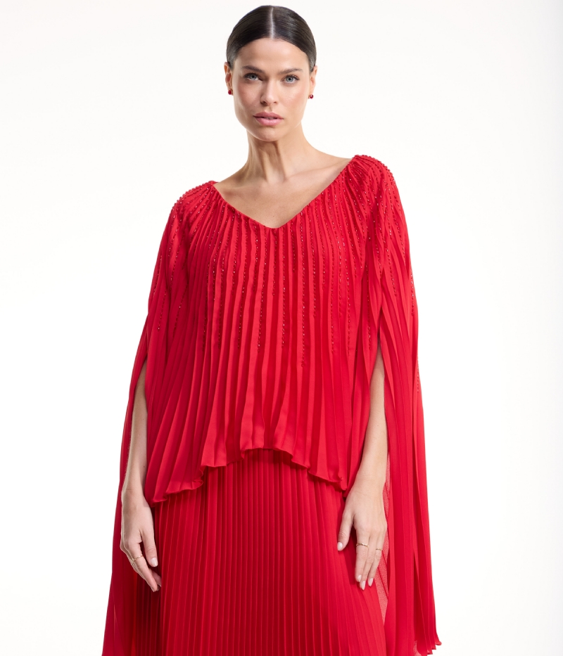 Conjunto plissado com bordado