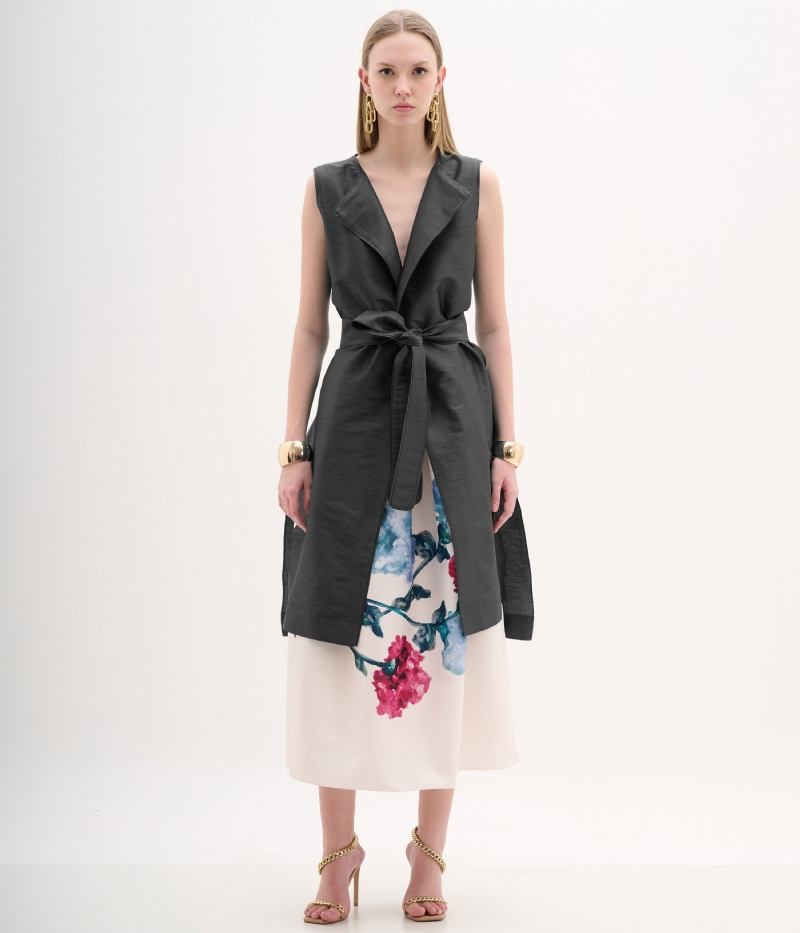 Colete longo com fenda