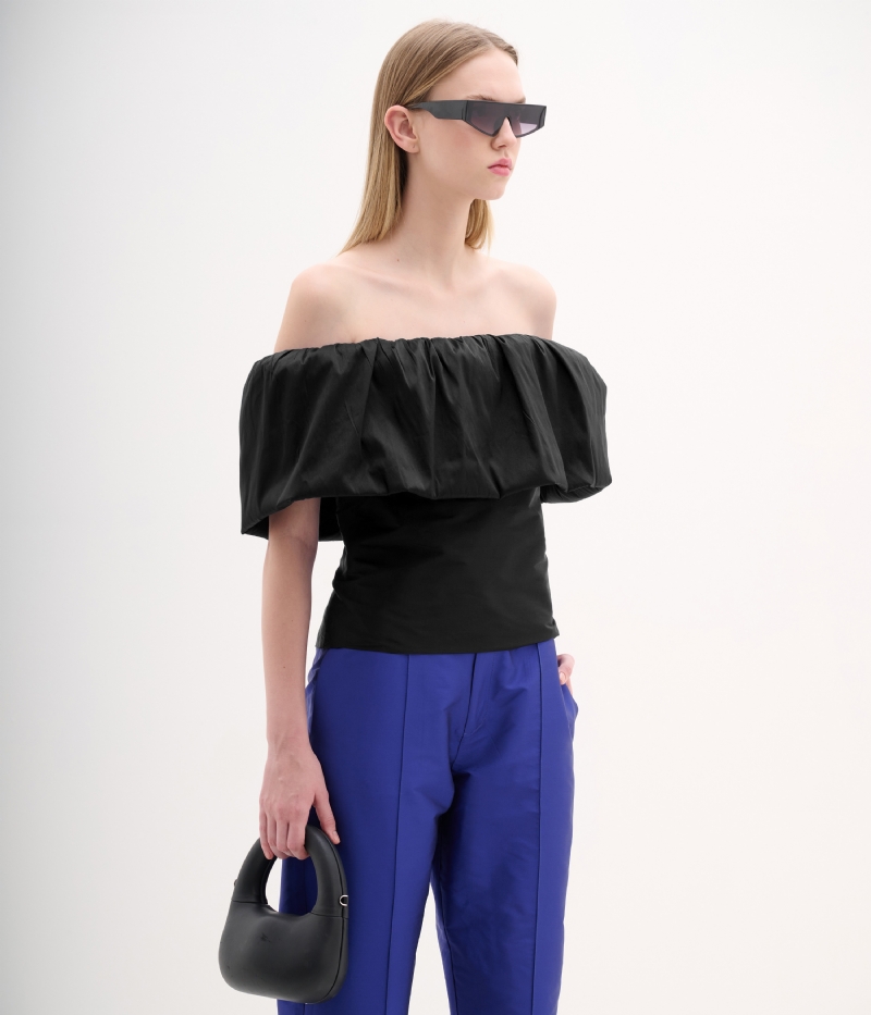 Blusa decote ombro a ombro drapeado