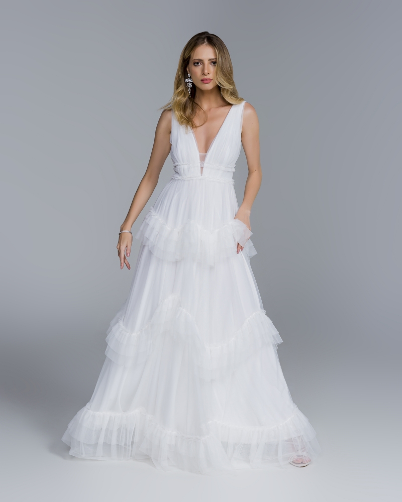 VESTIDO TULLE SAIA FLUÍDA COM BABADOS