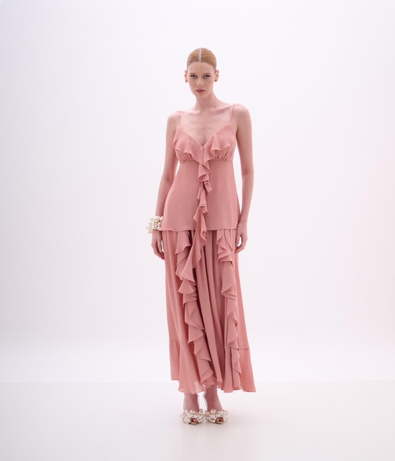 BLUSA DE ALCINHA EM CREPE DE VISCOSE ROSA PÓ