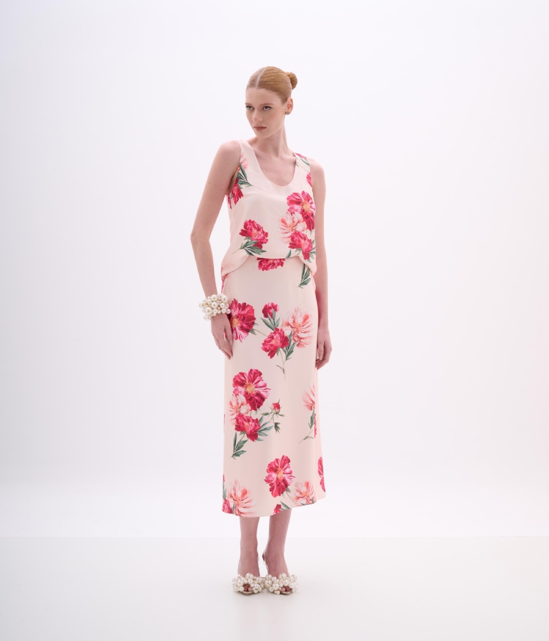 CONJUNTO EM CETIM ESTAMPADO ROSÉ