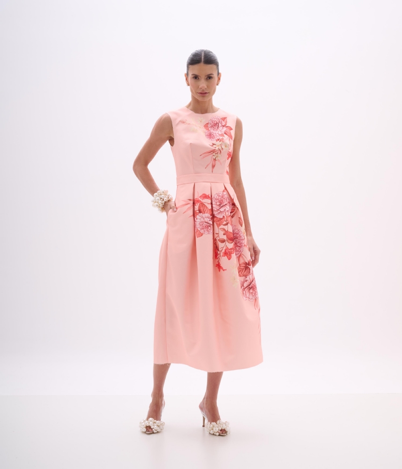 VESTIDO LONGO EM SARJA ESTRUTURADA COM BOLSOS