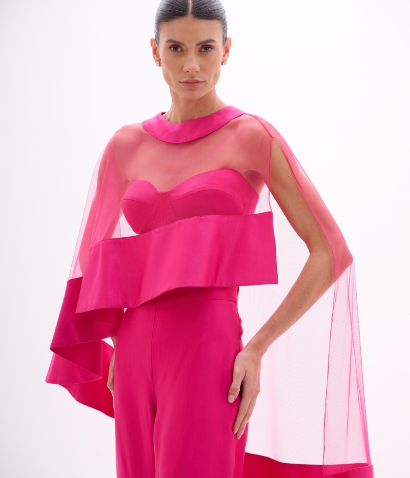 CAPA EM TAFETÁ RAYON E TULE PINK