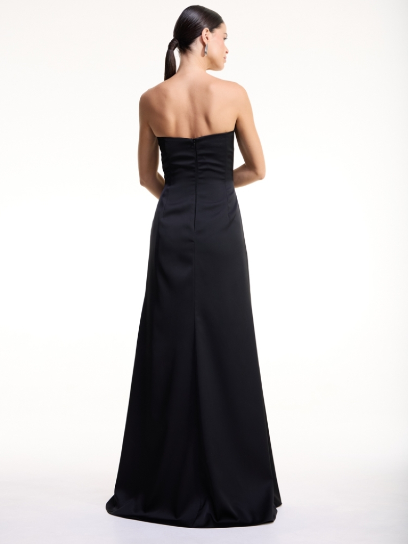 VESTIDO LONGO TOMARA QUE CAIA EM ZIBELINE LIQUID PRETO