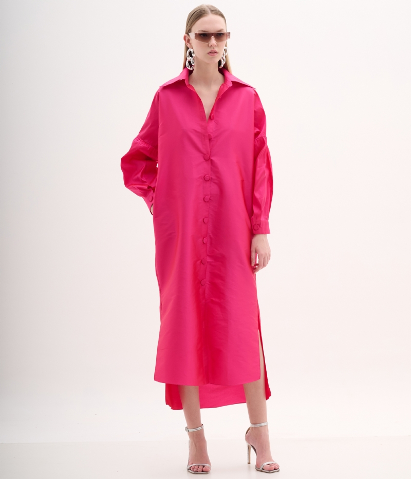 Vestido camisaria pink midi