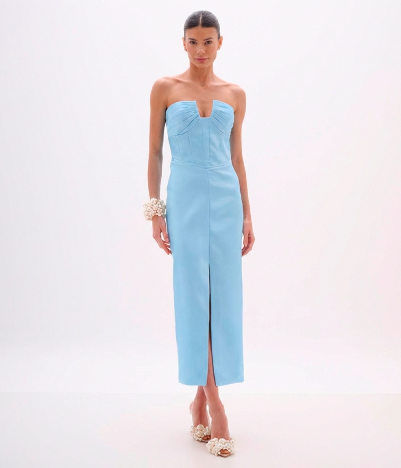 VESTIDO MIDI BUSTO DRAPEADO ZIBELINE GLOW