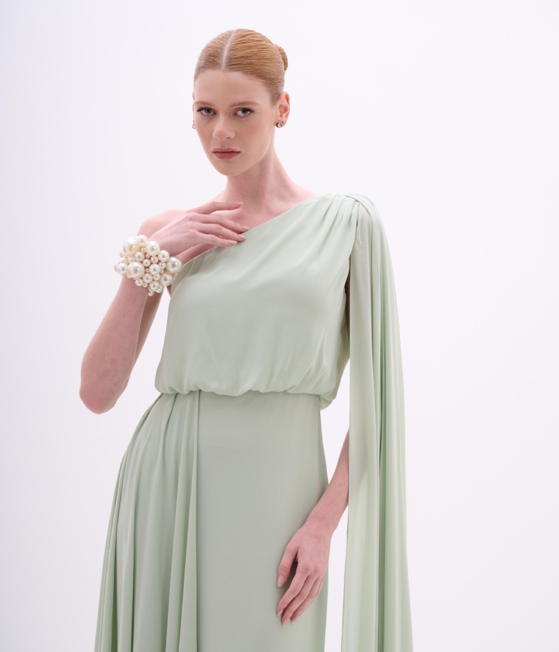 VESTIDO OMBRO LONGO CREPE MOUSSE