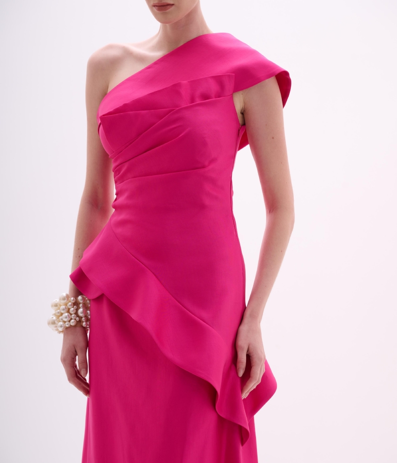 VESTIDO UM OMBRO SO BABADOS RAIA GIULLEN