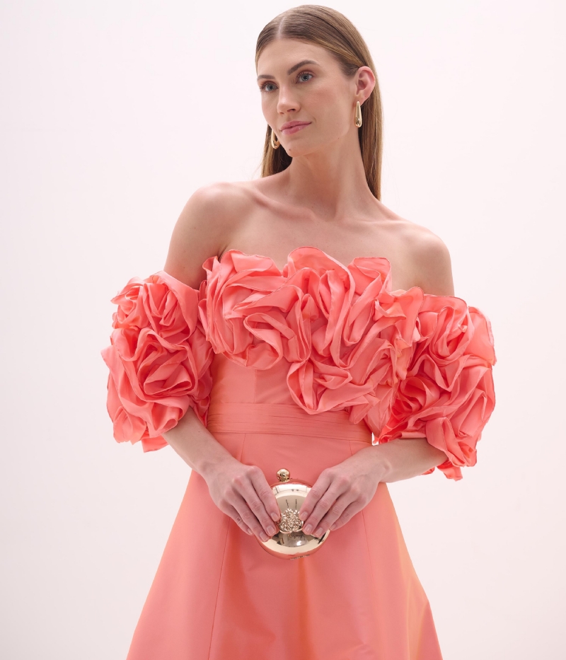 VESTIDO MOULAGE MANGA TAFETÁ