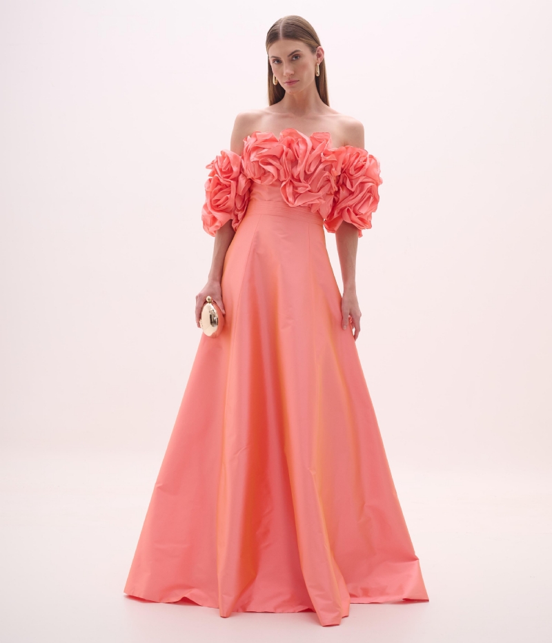 VESTIDO MOULAGE MANGA TAFETÁ