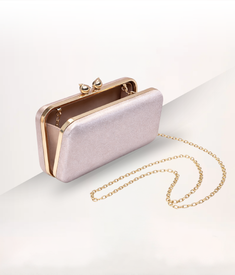 BOLSA CLUTCH ROSE METALIZADA