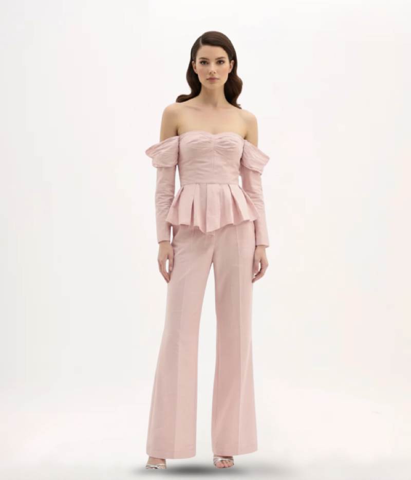 CONJUNTO EM SHANTUNG ROSE