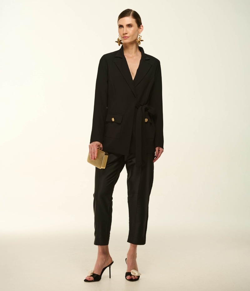 BLAZER ALFAIATARIA EM CREPE COM AMARRAÇÃO