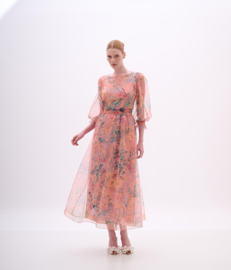 VESTIDO MANGA LONGA ESTAMPADO TULE DRESS