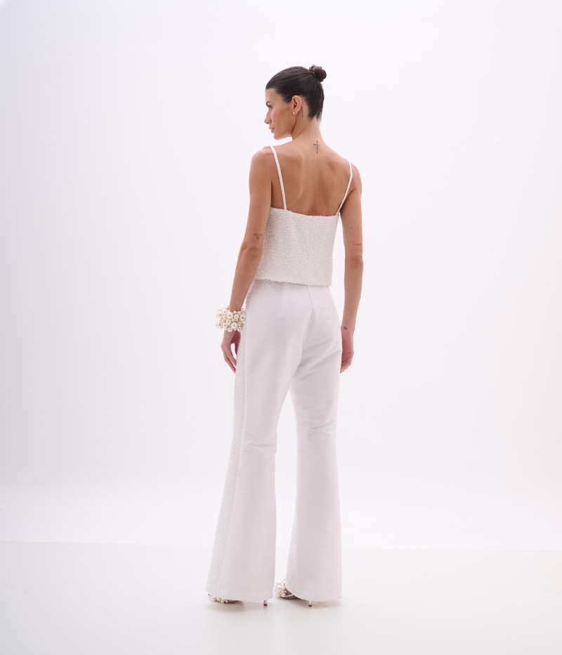 CALCA BOCA LARGA SHANTUNG + PAETE GLAM