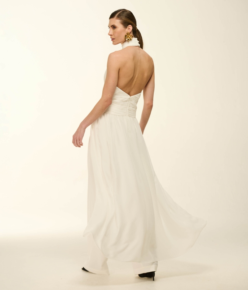 BLUSA FRENTE ÚNICA EM CREPE FLUIDO COM CAUDA