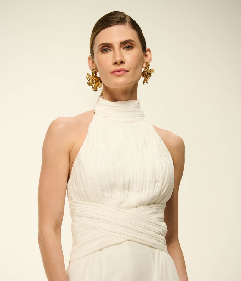 BLUSA FRENTE ÚNICA EM CREPE FLUIDO COM CAUDA