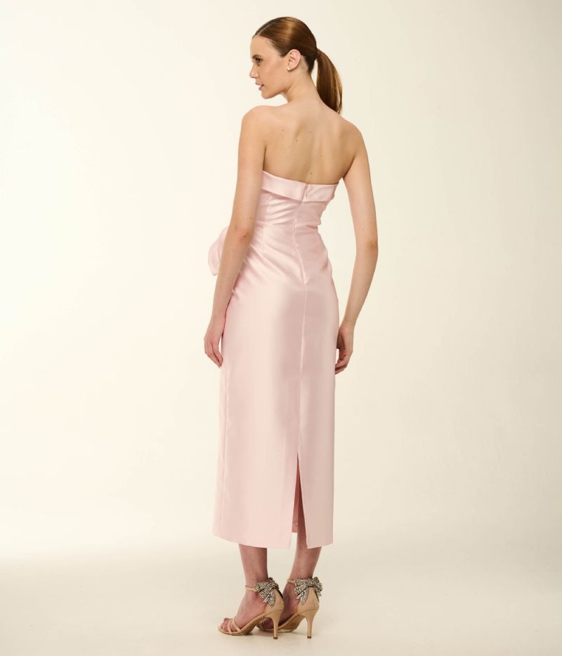 VESTIDO MIDI ESTRUTURADO EM ZIBELINE COM FENDA POSTERIOR