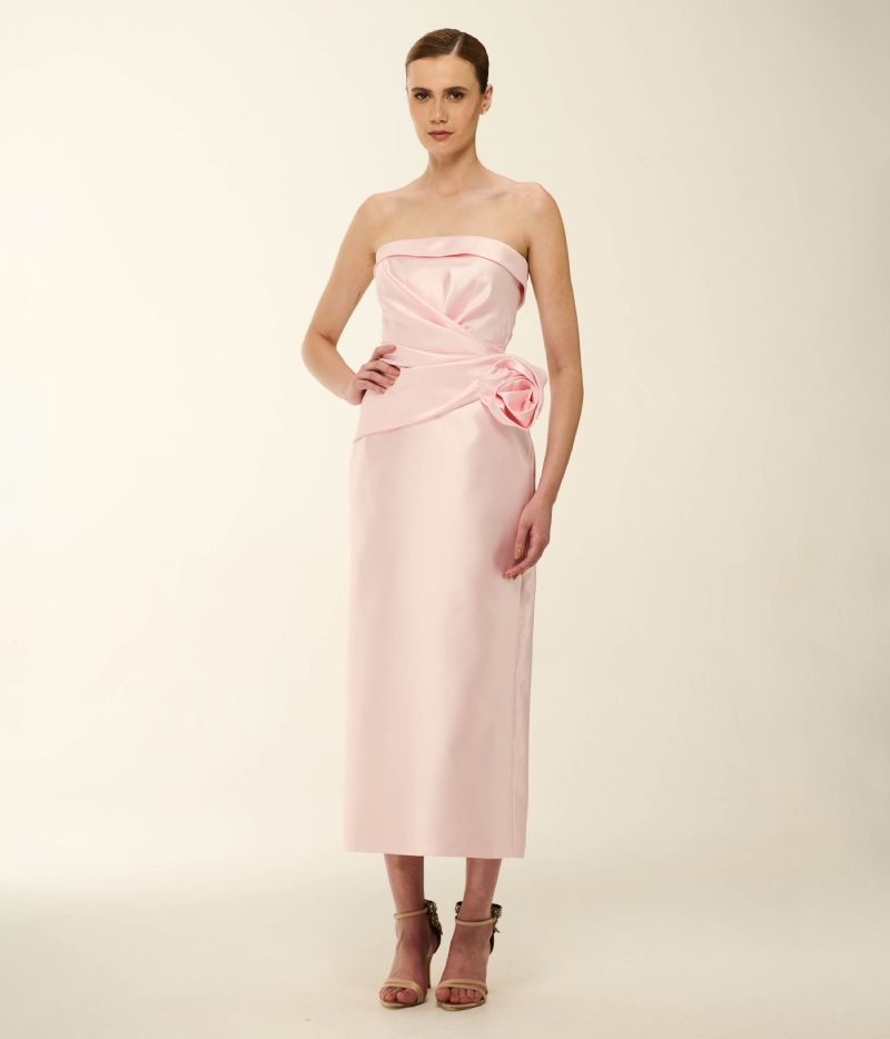 VESTIDO MIDI ESTRUTURADO EM ZIBELINE COM FENDA POSTERIOR