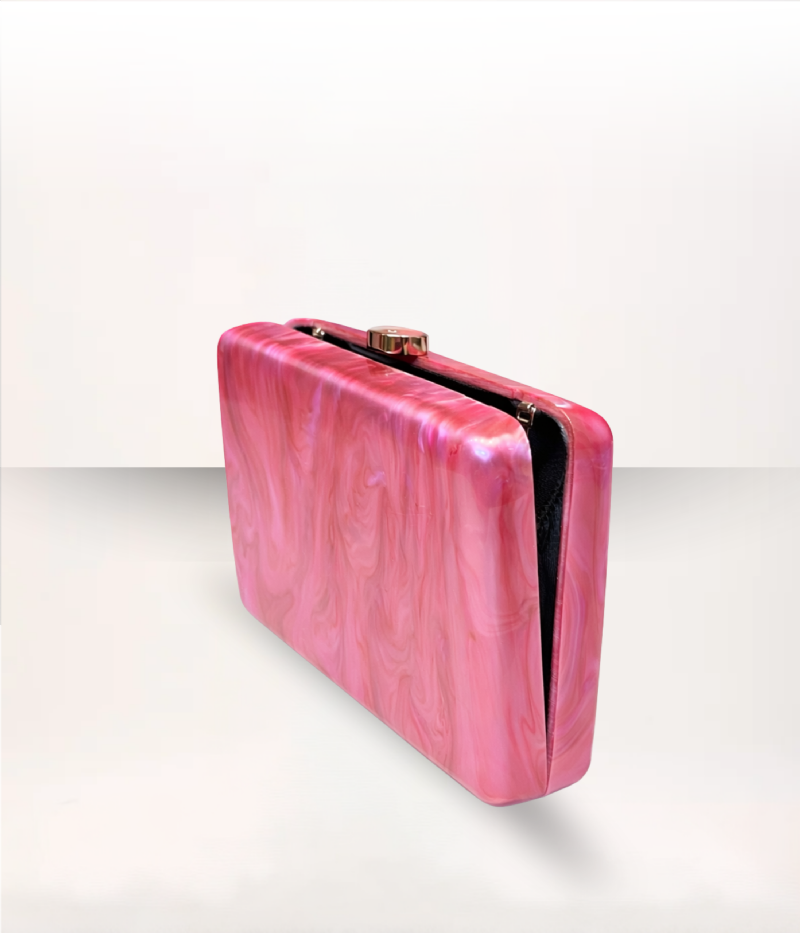 BOLSA CLUTCH ACRÍLICA MARMORIZADA ROSA