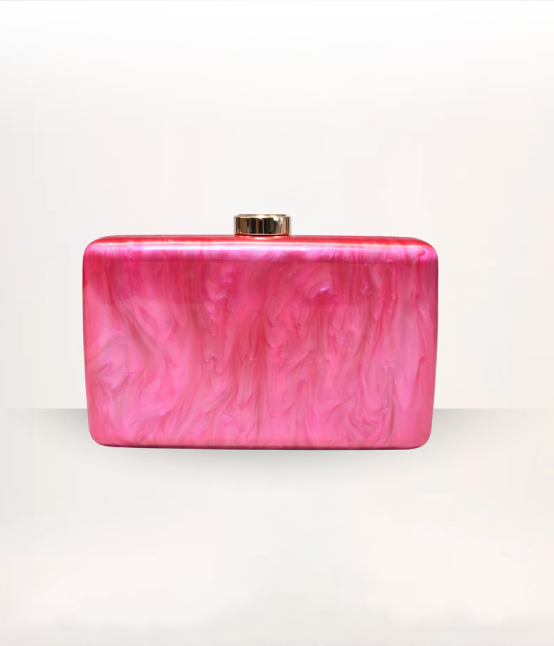 BOLSA CLUTCH ACRÍLICA MARMORIZADA ROSA